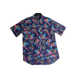 Rowdy Gentleman Hawaiian Parrots Performance Button Down Shirt Mens Large
